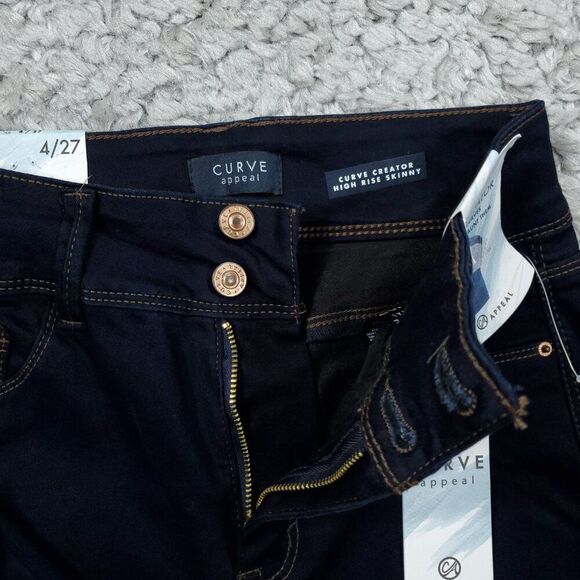 Curve Appeal Blue Curve Creator High Rise Skinny Jeans Stretch Size 4 27 - Picture 4 of 8